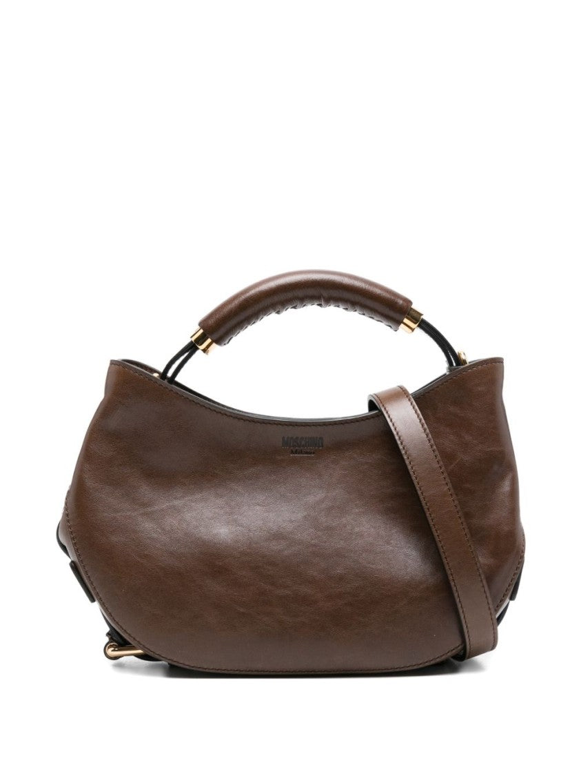 Moschino Crescent Shaped Metallic Accent Silk Bag