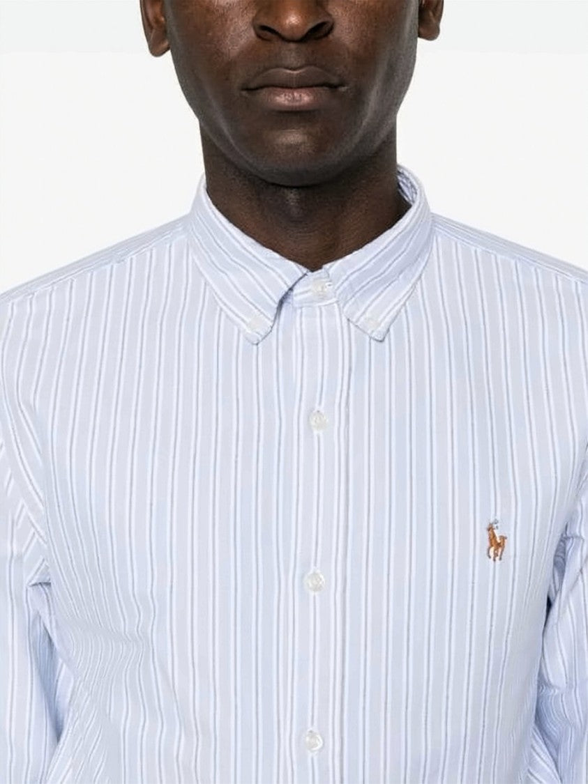 Polo Ralph Lauren Long-Sleeve Button-Up Shirt With Vertical Stripes And Embroidered Logo