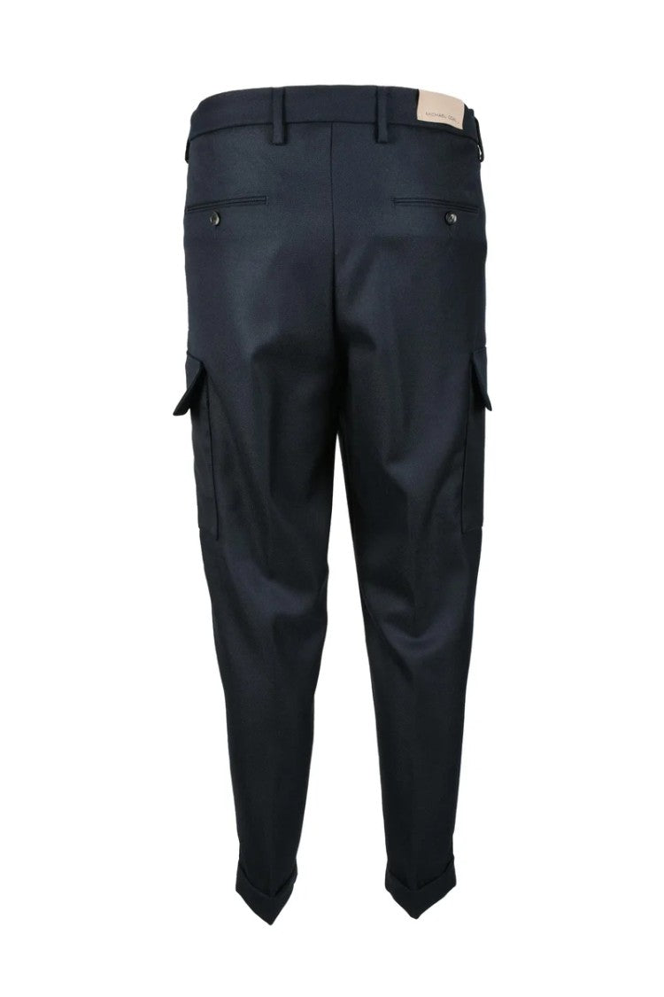 Michael Coal Tailored Blue Trousers With Cargo Pockets And Drawstring Waist