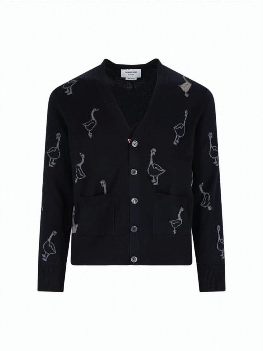 Thom Browne Wool And Cotton Blend Cardigan