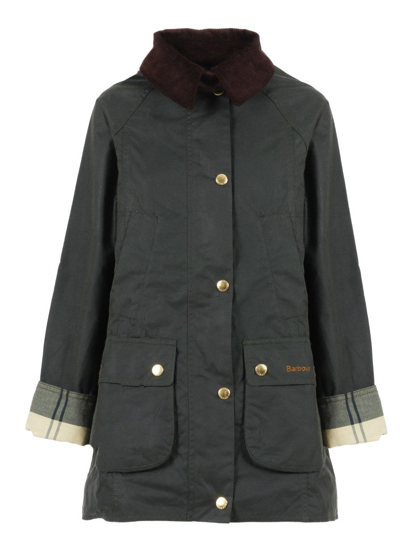 Barbour Waxed Cotton Jacket With Corduroy Collar