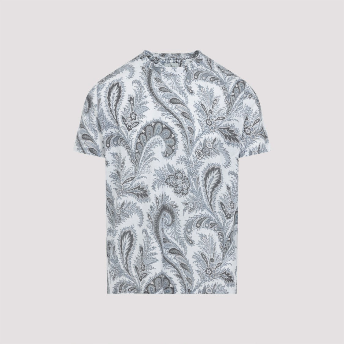 Etro Paisley Pattern Grey T-Shirt In Soft Cotton