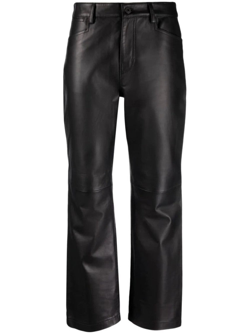 Proenza Schouler Smooth Leather Trousers With Flared Silhouette And Classic Waistband