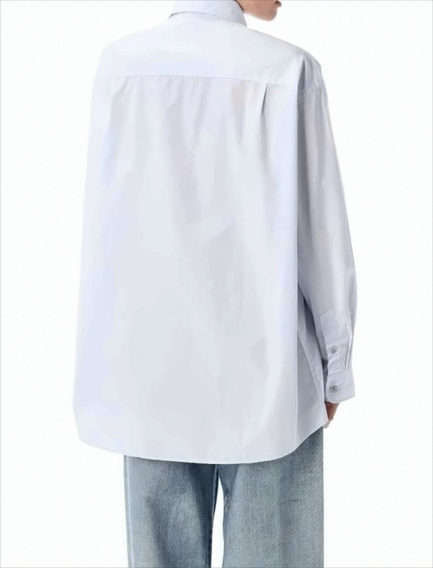 Our Legacy Relaxed Fit White Cotton Shirt With Pointed Collar