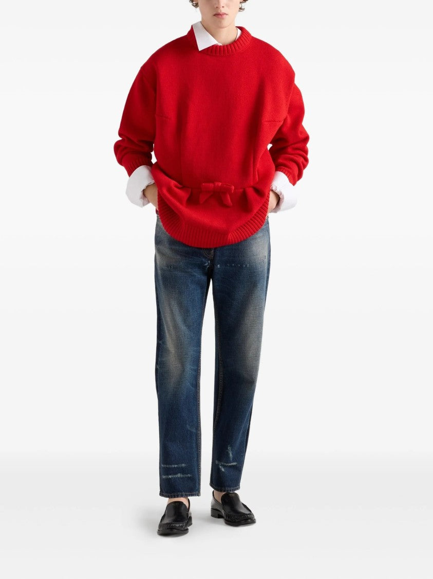 Prada Vibrant Red Relaxed-Fit Knit Sweater
