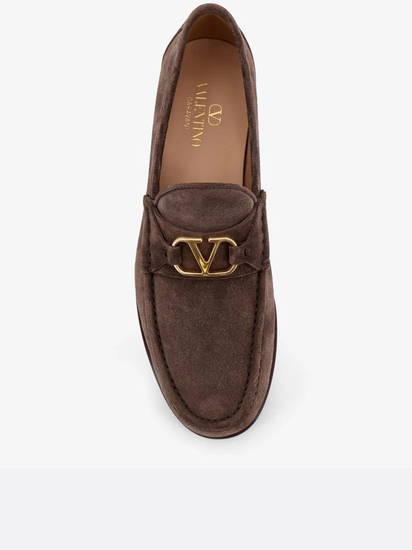 Valentino Brown Loafer Moccasin Toe Suede Loafers