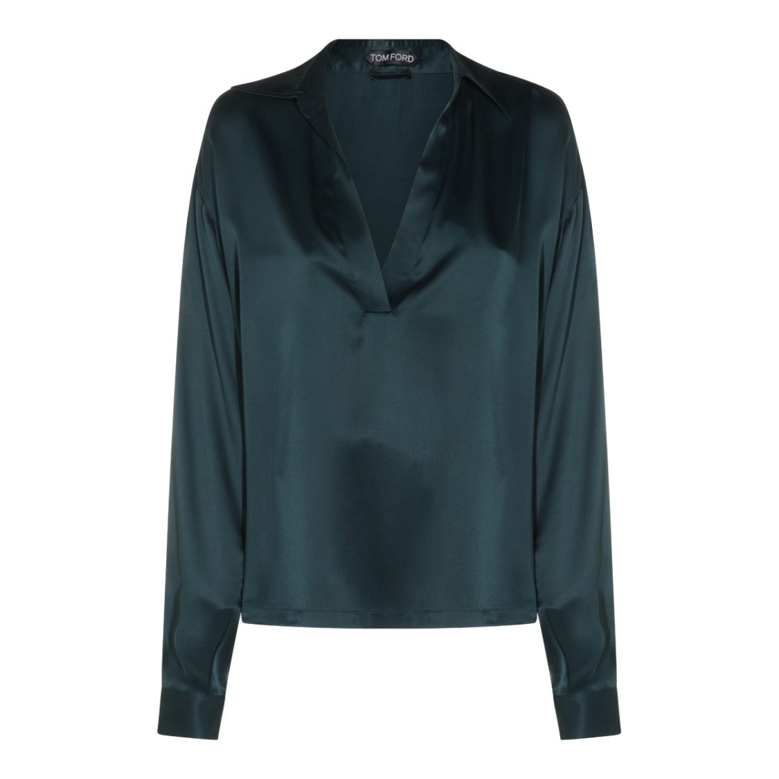 Tom Ford Satin-Like V-Neck Shirt With Wide Cuffs