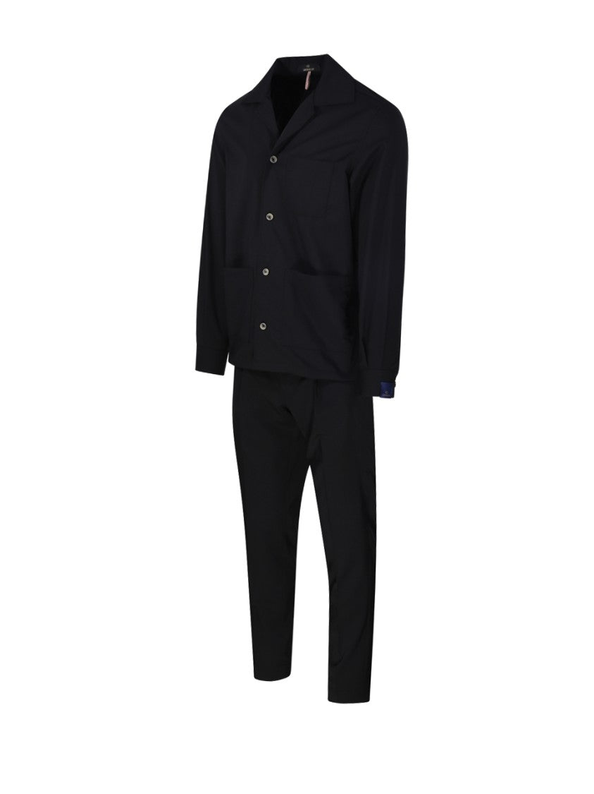 Santaniello Tailored Black Suit With Classic Collar And Slim-Fit Trousers