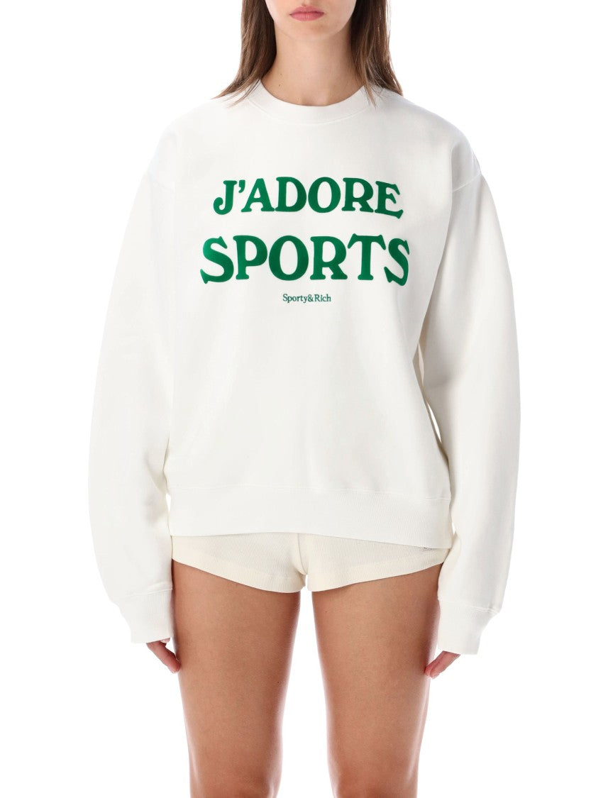 Sporty And Rich J'adore Green Print Crewneck Sweatshirt