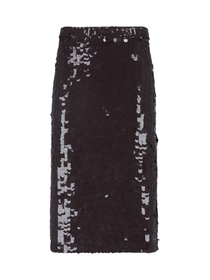 Parosh Brown Sequin Midi Skirt