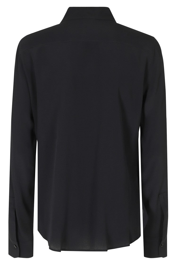 Seventy Black Classic Collar Extended Back Hem Silk Shirt