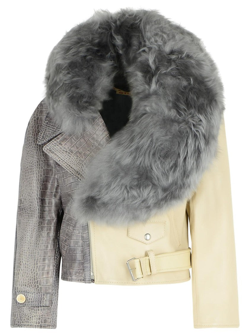 Marni Grey Leather Jacket