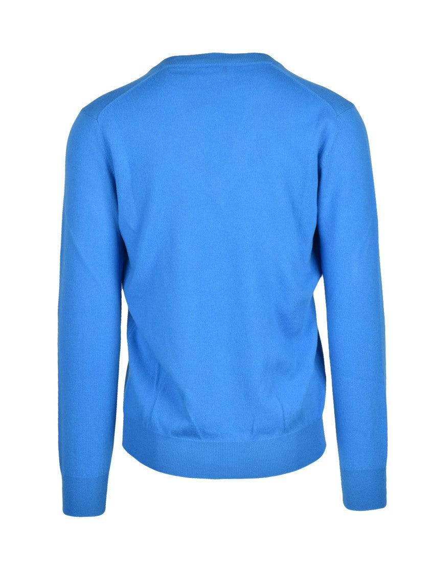 Kangra Extrafine Merino Wool V-Neck Pullover In Light Blue