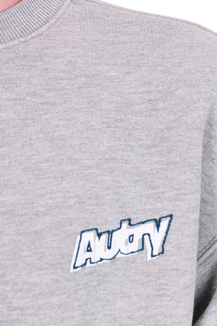 Autry Grey Central Logo Cotton Crewneck Sweatshirt