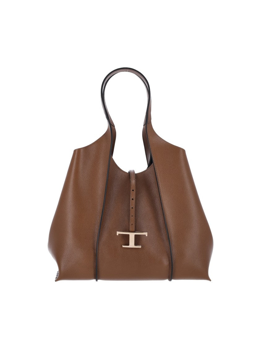 Tod's Brown T Timeless Leather Tote Bag