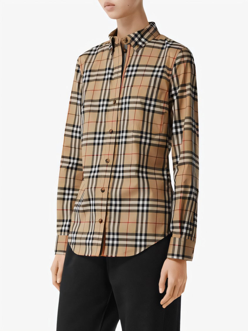 Burberry Tailored Plaid Shirt With Button-Down Front