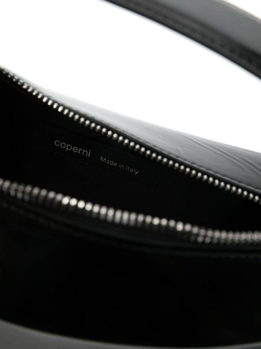 Coperni Curve-Edge Black Patent Leather Handbag