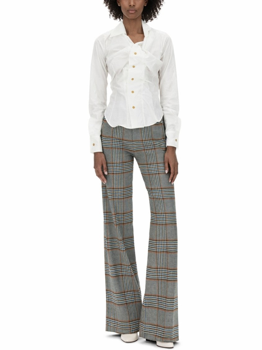 Vivienne Westwood Drunken Asymmetrical Ruffle Cotton Shirt