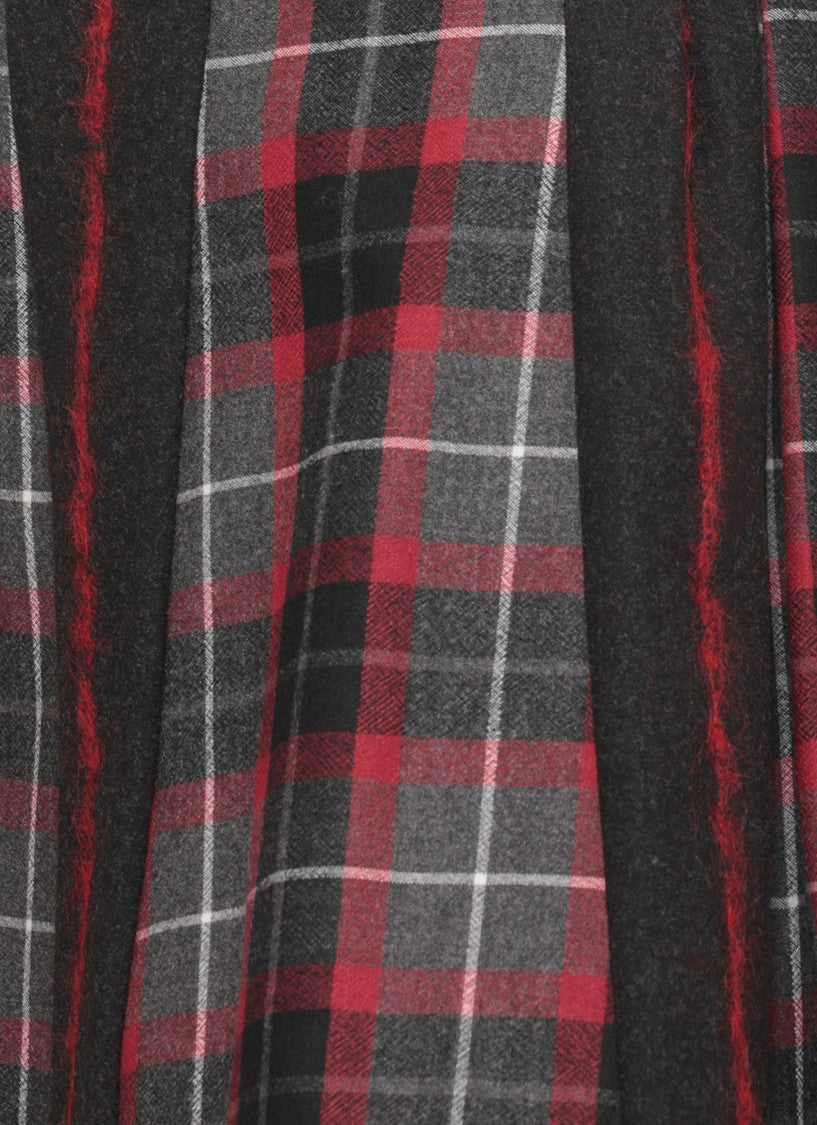 Vivienne Westwood Black Bell Red Tartan Pleated Wool Mini Skirt