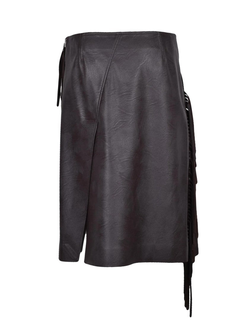 Stella Mccartney Brown Polyester Viscose Women's Faux Leather Skirt