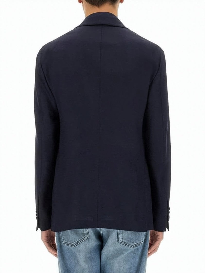 Lardini Tailored Wool Suit Jacket With Notch Lapels