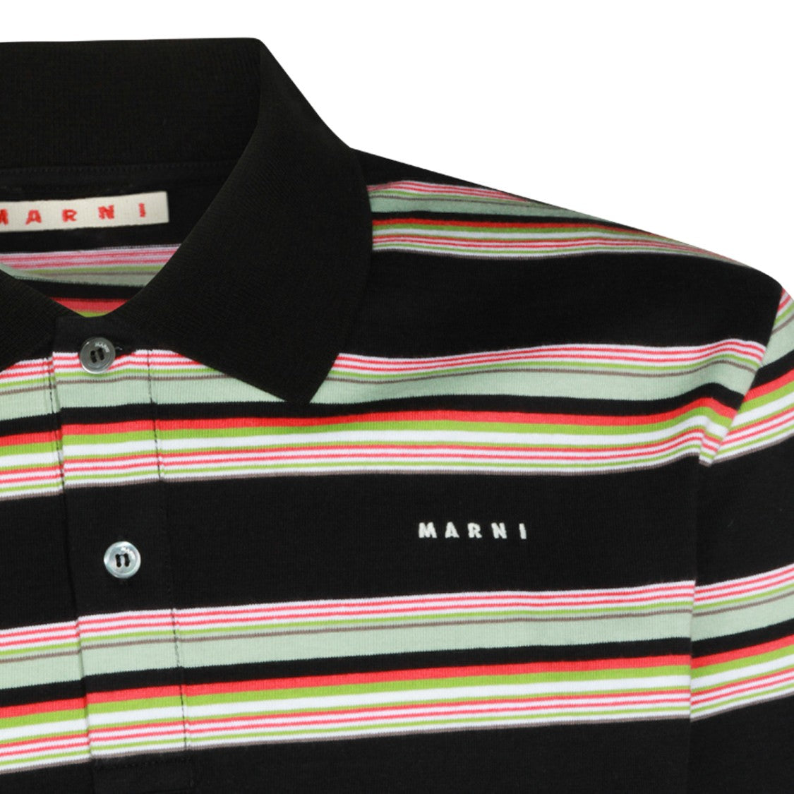 Marni Multicolor Cotton Striped Motif Polo Shirt