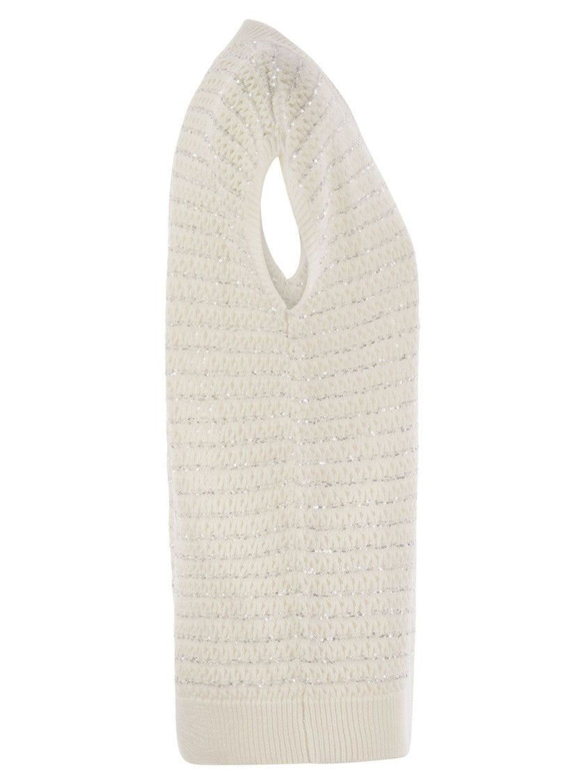 Fabiana Filippi Cotton Crochet Jumper With Sequins