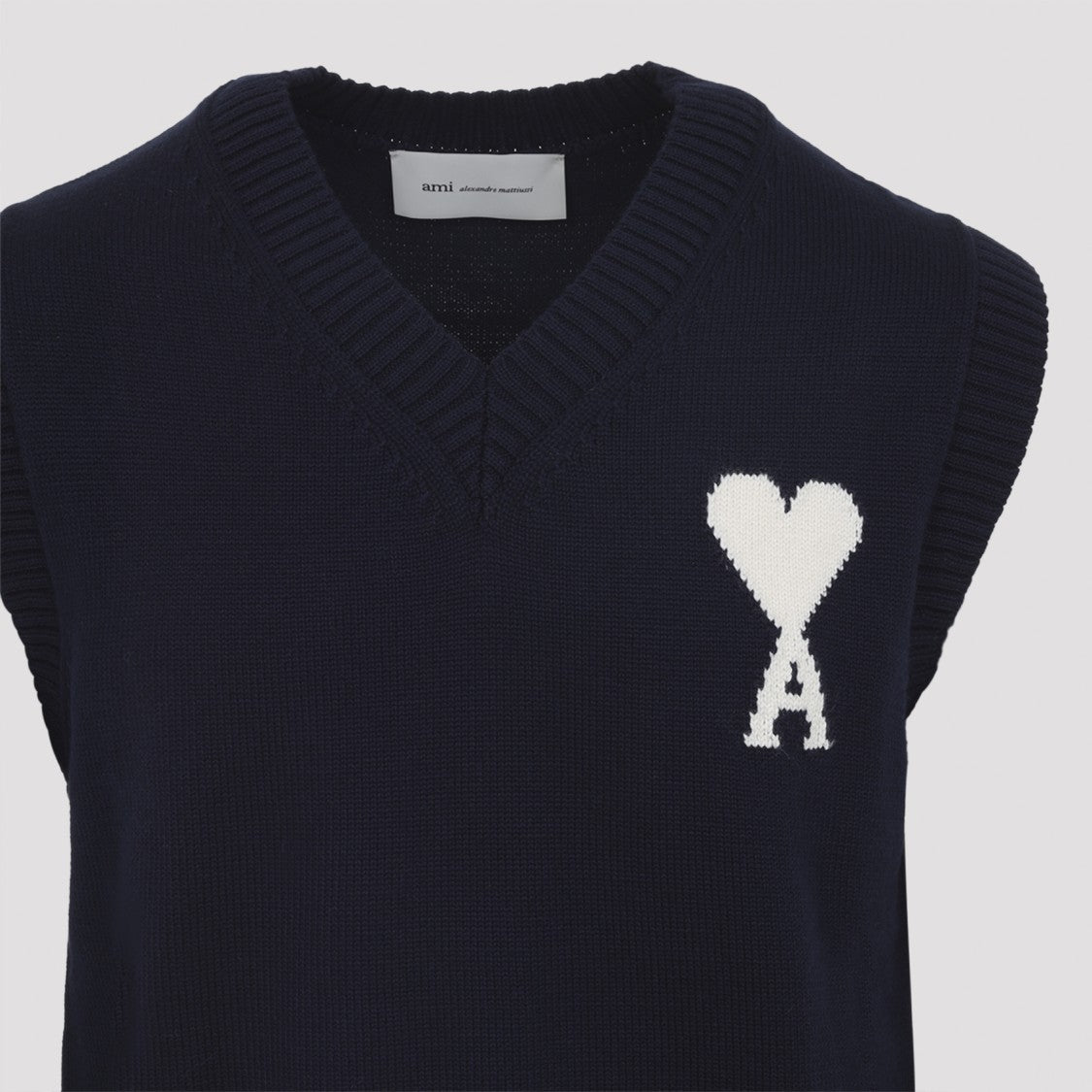 Ami Paris Sleeveless Knit Vest With Deep V-Neckline
