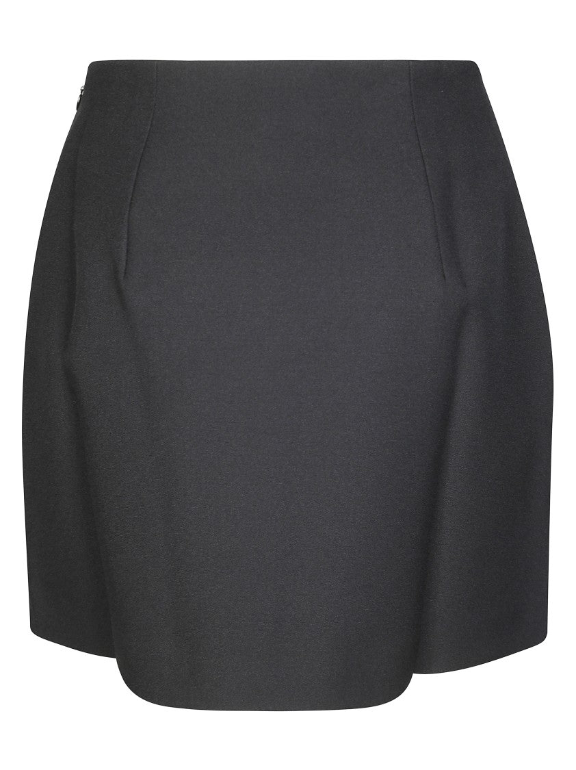 The Andamane Fitted Black Mini Skirt With Subtle Slit Detail