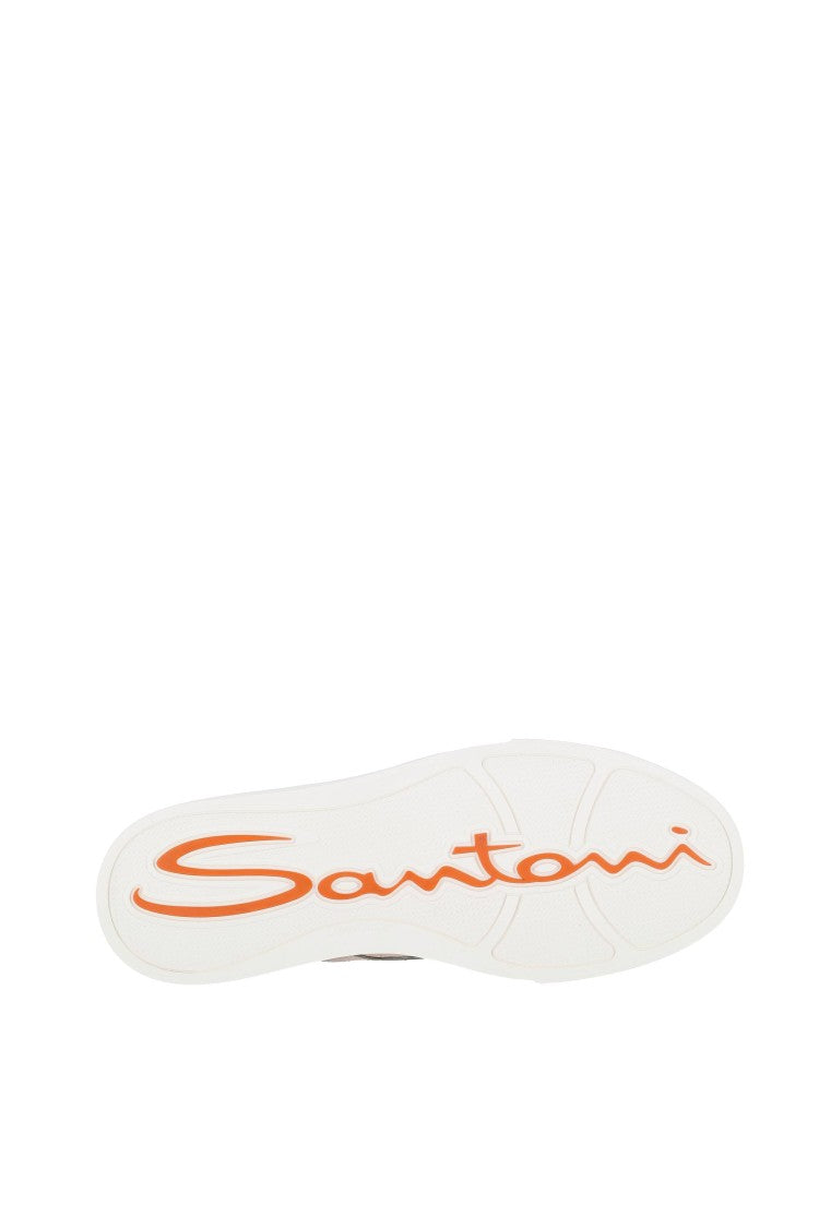 Santoni Leather Double Buckle Sneakers