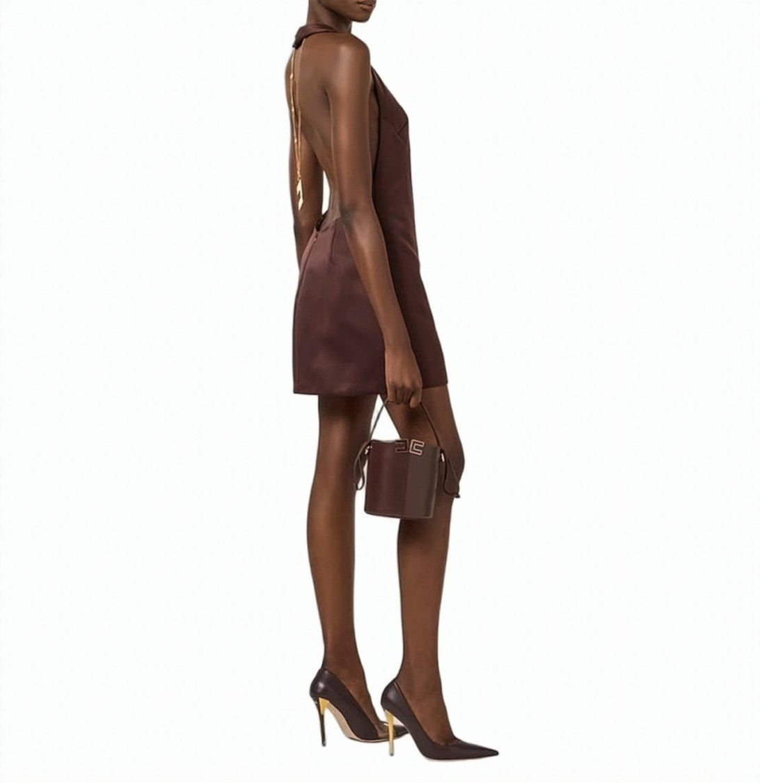 Elisabetta Franchi Black Halter Neck Mini Dress