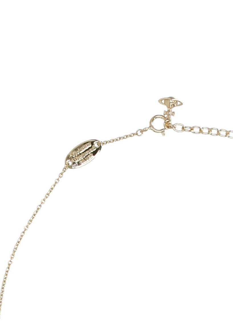 Vivienne Westwood Orb Pendant Gold Necklace With Strass Details