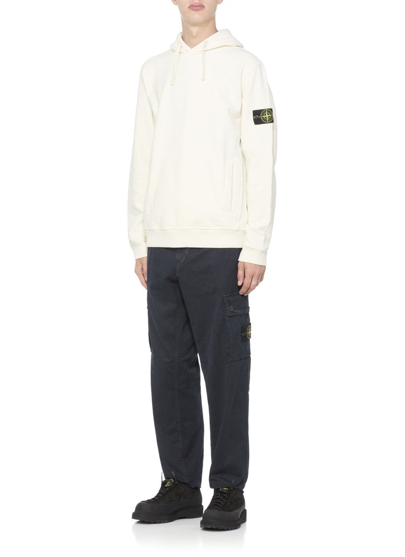 Stone Island Ivory Cotton Hoodie