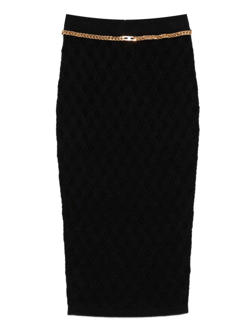 Elisabetta Franchi Skirt In Knit Fabric With Diamonds