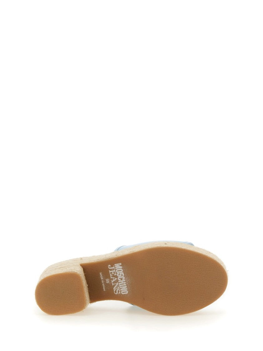 Moschino Denim-Inspired Slide Sandals With Espadrille-Style Sole