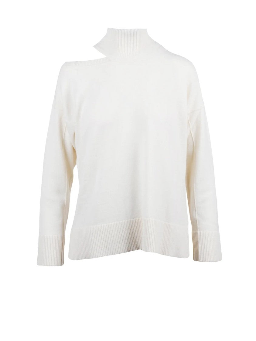 Alpha Studio Asymmetric Neckline Wool Pullover