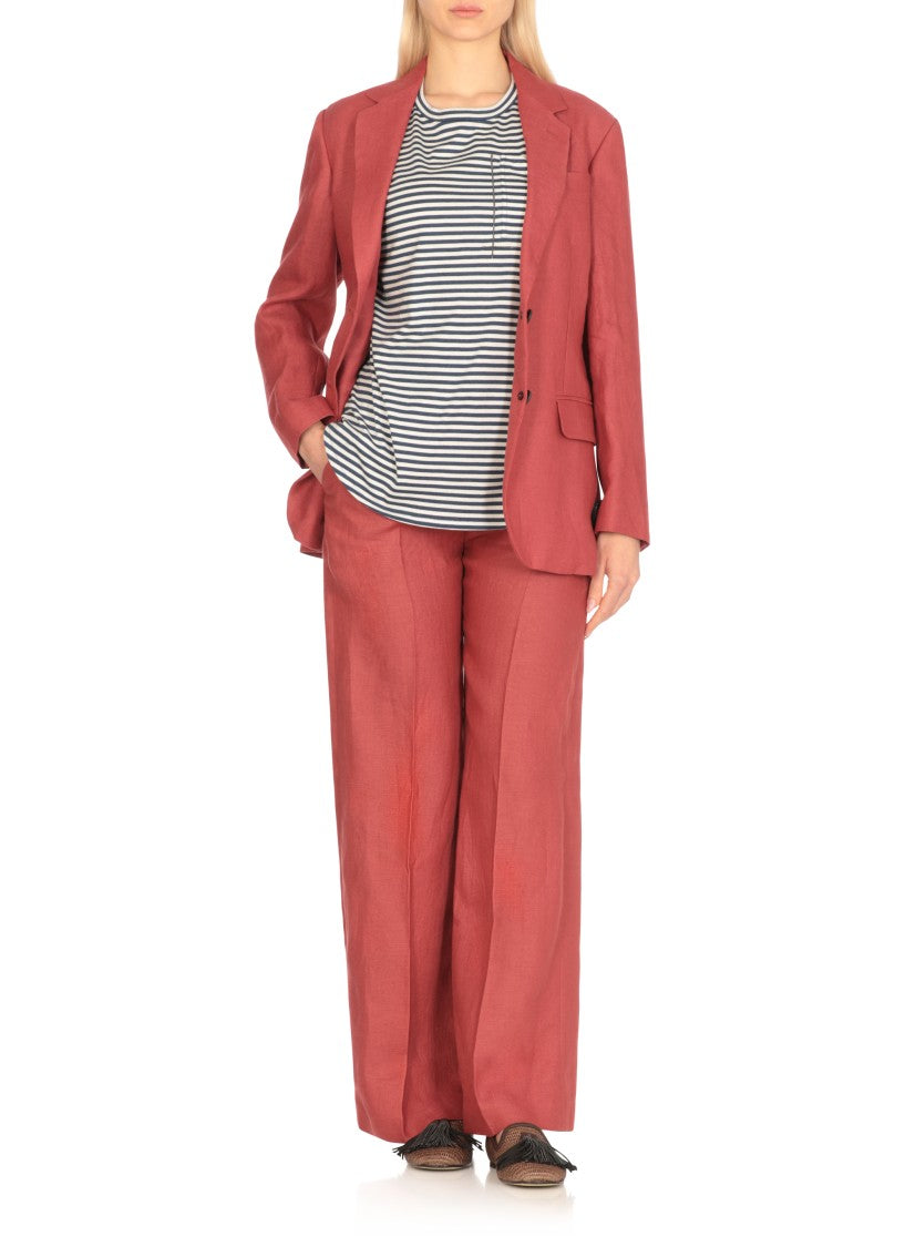 Brunello Cucinelli Blue Contrasting Striped Cotton T-Shir