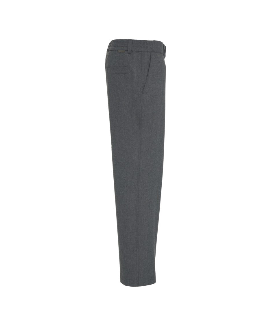 Paolo Pecora Straight-Cut Grey Chinos With Mid-Rise Fit And Practical Pockets