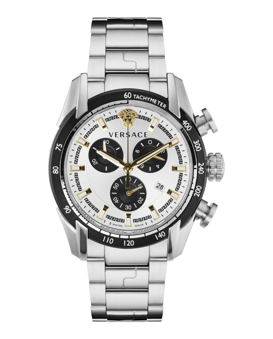 Versace Chronograph Date Watch With Stainless Steel Case