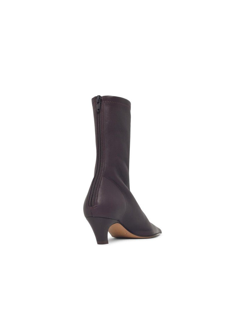 Khaite 'Arizona' Burgundy Leather Ankle Boots