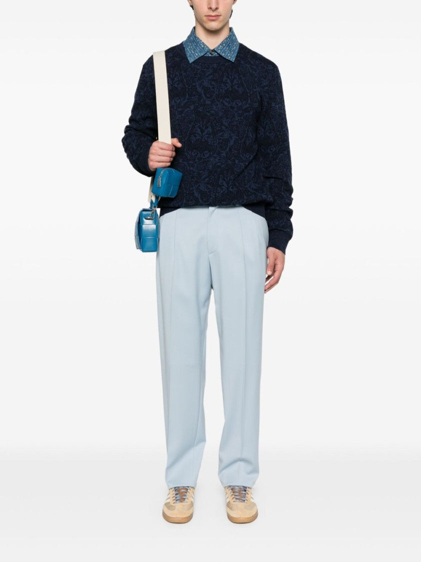Etro Jacquard Pattern Blue Sweater