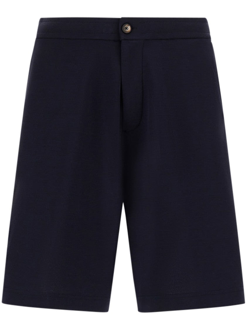 Herno Tailored Blue Shorts With Button Closure