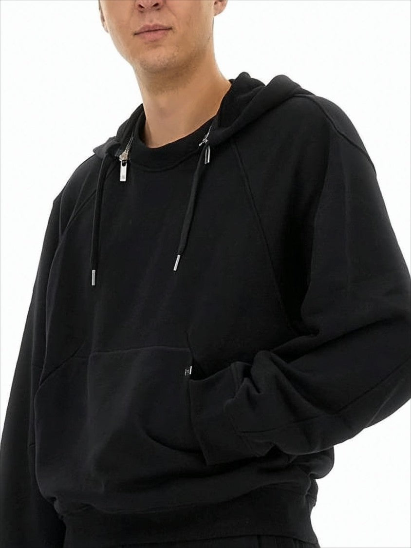Helmut Lang Relaxed Fit Hoodie With Drawstring Hood And Kangaroo Pocket
