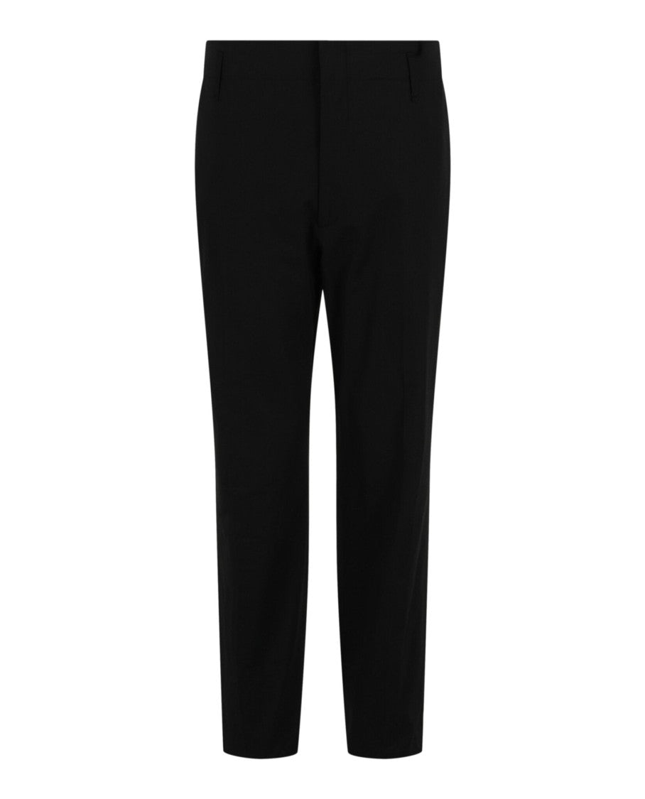 Ferragamo Mid Rise Straight Leg Twill Trousers With Concealed Closure