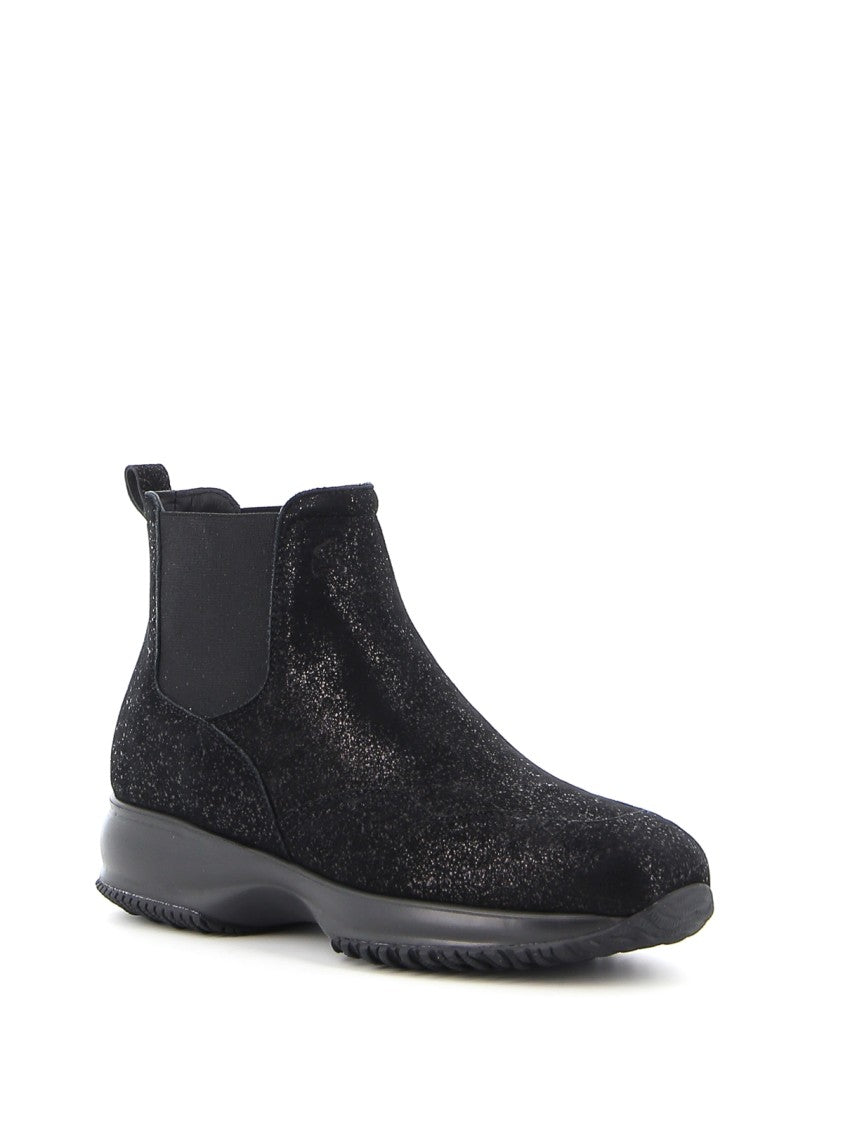 Hogan Black Craquele Leather Chelsea Boots