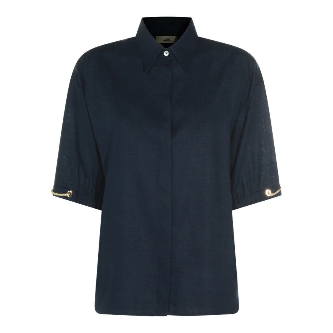 Herno Classic Navy Shirt With Elbow-Length Sleeves