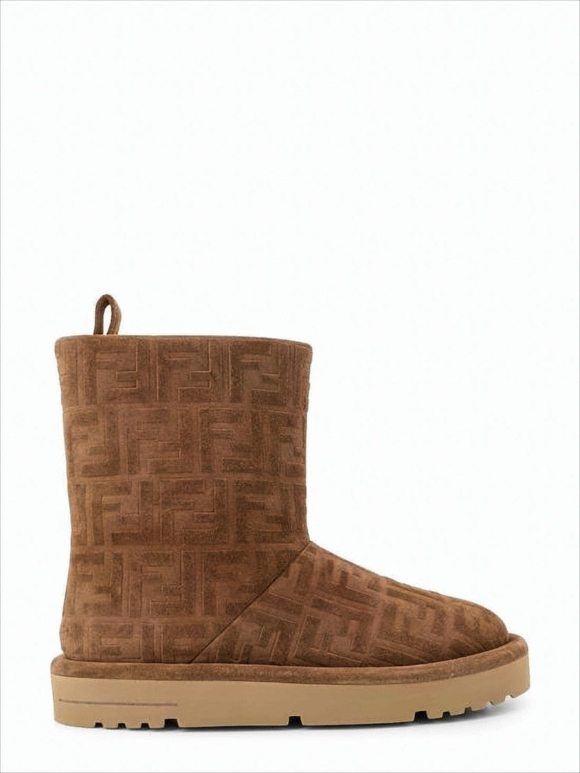 Fendi Suede Ff Monogram Low Boots