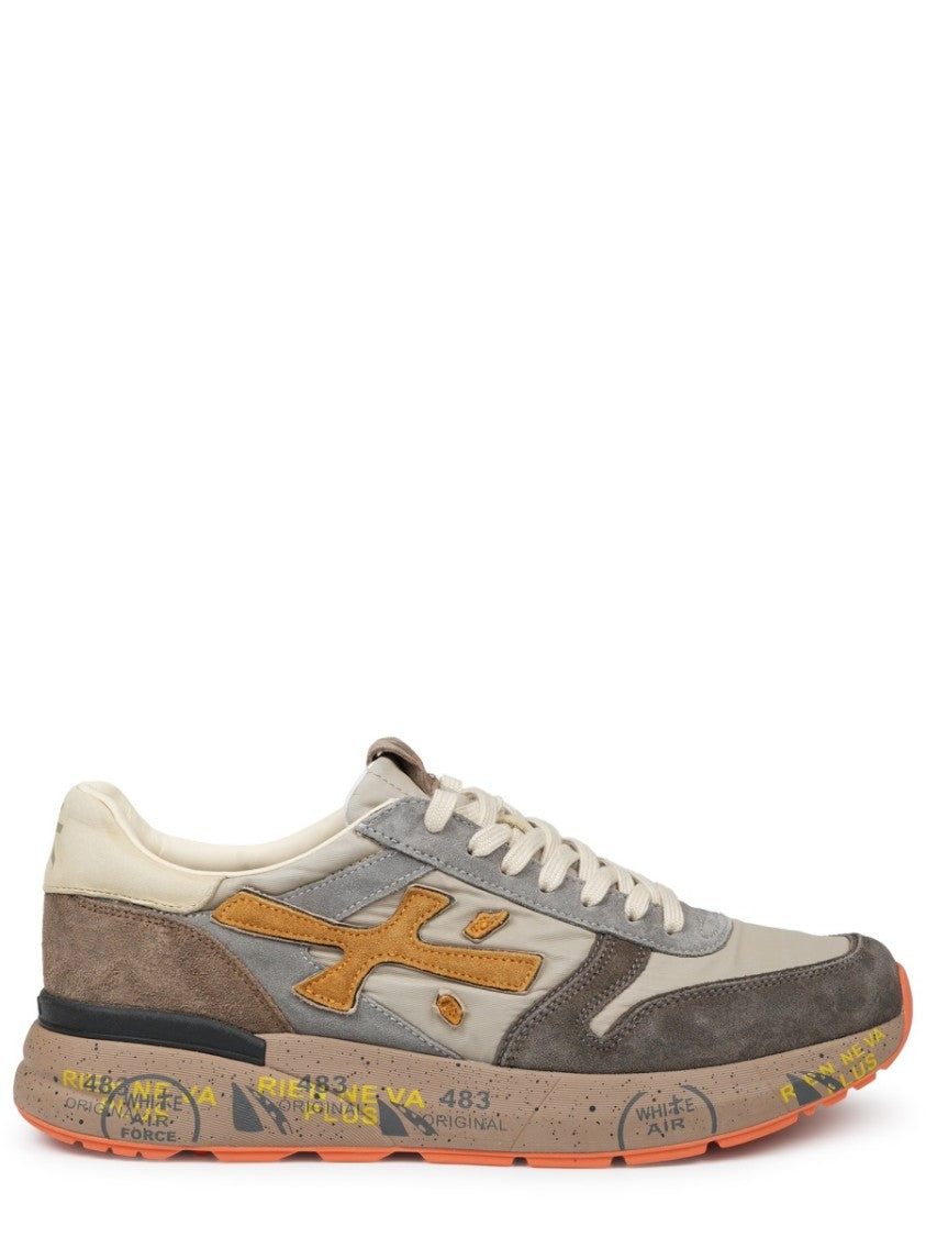 Premiata Multicolour Sneakers With Mustard Logo And Speckled Sole