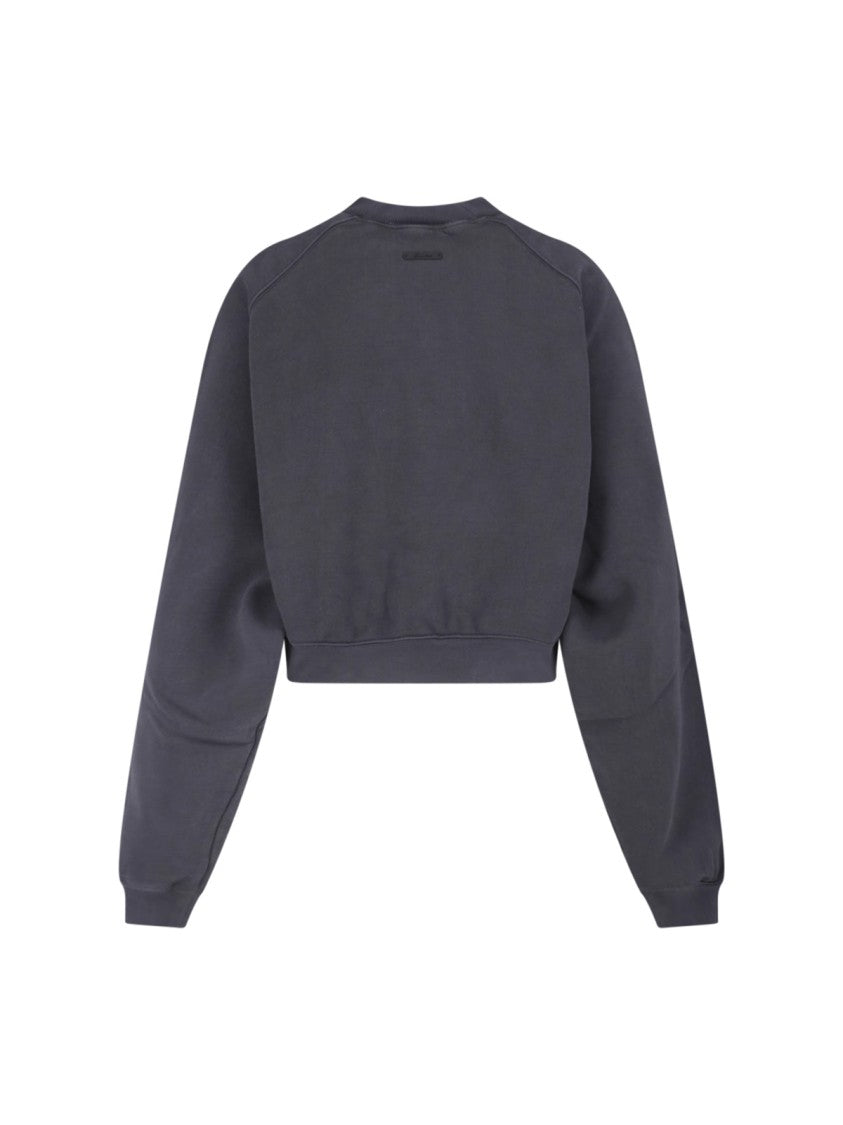Fear Of God Essentials Black Cropped Arched Logo Raglan Sweatshirt