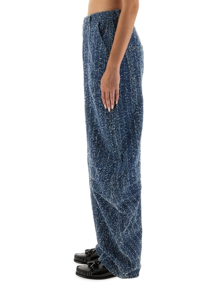Rotate Birger Christensen Textured Blue Loose Fit Pants